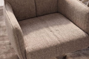 Scaun rotativ LUGANO cu funcție de revenire automată la 360°, cotiere, capacitate de încărcare 150 kg, tweed chenille taupe - Img 3