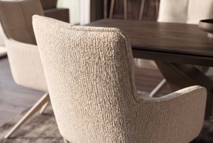 Scaun rotativ LUGANO cu funcție de revenire automată la 360°, cotiere, capacitate de încărcare 150 kg, tweed bej tip chenille - Img 3