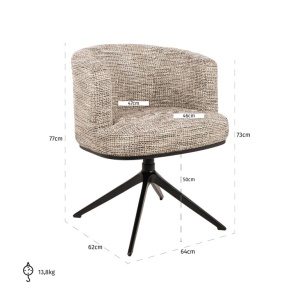SCAUN ROTATIV SWIVEL CHEYENNE TRENDY NATURE, S4749, CONFECTIONAT DIN 100% POLIESTER, ALUMINIU, SPUMA, METAL, PLASTIC SI PLACAJ RICHMOND INTERIORS - Img 3