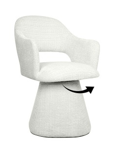 SCAUN ROTATIV VERONA, ALB, CONFECTIONAT DIN TAPITERIE DIN TEXTIL CHENILLE, SPUMA SI METAL, STIL MODERN - Img 6