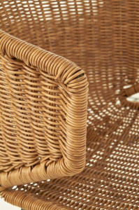 SCAUN TERASA K407, NATURAL/NEGRU, DIN RATAN SINTETIC SI PICIOARE DIN METAL, STIL MODERN - Img 7