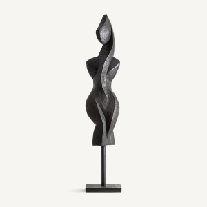 SCULPTURA NALA 164CM, REALIZATA DIN LEMN DE SUAR, STIL CONTEMPORAN, FINISAJ NEGRU, VICAL HOME