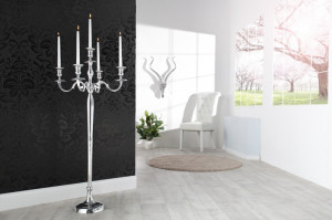 SET 2 BUCATI SFESNICE DE PODEA 5 BRATE, 120CM, ARGINTIU STIL CLASIC - Img 1