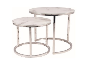 SET 2 MASUTE DE CAFEA ATLANTA B II, ALB EFECT DE MARMURA/CROM, STIL MODERN