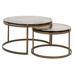 SET 2 MASUTE DE CAFEA CLEO, 213426, CONFECTIONATE DIN METAL SI STICLA SECURIZATA, GOLD, STIL MODERN