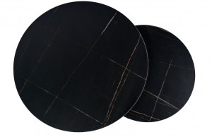 SET 2 MASUTE DE CAFEA FERRANTE D, 60/80 CM, EFECT DE MARMURA NEAGRA/NEGRU, BLAT DIN CERAMICA SI CADRU DIN METAL, STIL MODERN - Img 3