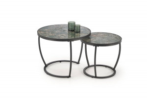 SET 2 MASUTE DE CAFEA INES, EFECT DE MARMURA VERDE/NEGRU, DIN MARMURA SI METAL, STIL MODERN