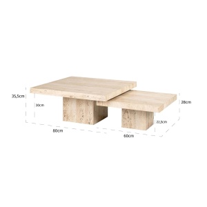 SET 2 MASUTE DE CAFEA LA CANTERA, 211707, CONFECTIONATE DIN LEMN MASIV DE PIN SI TRAVERTIN, CULOAREA BEJ, STIL MODERN - Img 3