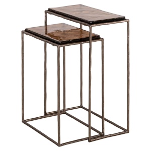 SET 2 MASUTE DE CAFEA VILLANO, 214498, BRONZ/MARON, CONFECTIONATE DIN OTEL SI STICLA, STIL RUSTIC