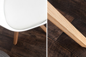 SET 2 SCAUNE, ALB DIN LEMN MASIV SI PIELE ECO, SCANDINAVIA, COD 35782, DESIGN SCANDINAV - Img 6