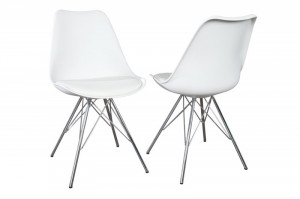 SET 2 SCAUNE, ALBE, SCANDINAVIA RETRO, DESIGN SCANDINAV - Img 2