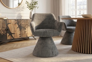 SET 2 SCAUNE, AMBIENTO, ROTATIV 180GRADE, REALIZAT DIN LEMN SI TEXTIL CHENILLE, CULOARE GRI, ARTIM GROUP - Img 6