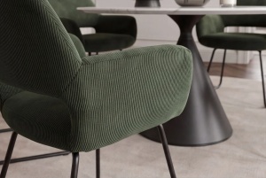 SET 2 SCAUNE CU COTIERE, MUSTANG, REALIZAT DIN METAL SI TEXTIL CATIFEA RAIAT, CULOARE VERDE/NEGRU - Img 5