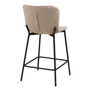SET 2 SCAUNE DE BAR MACEDA, DIN METAL SI TEXTIL BOUCLE, CULOARE BEJ, HOUSE NORDIC - Img 5