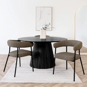 SET 2 SCAUNE DE SUFRAGERIE TRIVIO, DIN METAL SI TEXTIL, CULOARE MARO/NEGRU, HOUSE NORDIC - Img 2