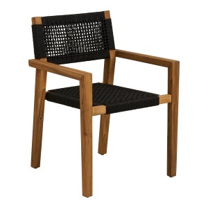 SET 2 SCAUNE DE TERASA ANZIO, REALIZAT DIN LEMN DE SALCAM SI POLIESTER, CULOARE NEGRU/NATUR, HOUSE NORDIC