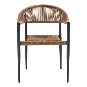 SET 2 SCAUNE DE TERASA CANARI, REALIZAT DIN ALUMINIU SI RATAN, CULOARE NATUR/NEGRU, HOUSE NORDIC - Img 3