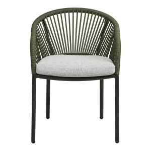 SET 2 SCAUNE DE TERASA NOVELLA, CU PERINA, REALIZAT DIN ALUMINIU SI TEXTIL, CULOARE VERDE/GRI, HOUSE NORDIC - Img 3