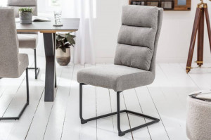 SET 2 SCAUNE DINING, CANTILEVER, DIN TEXTIL GRI DESCHIS, STIL MODERN - Img 4