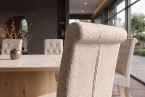 SET 2 SCAUNE DINING CASA, CU PICIOARE DIN LEMN SI TEXTIL BOUCLE TWEED, CULOARE BEJ - Img 8