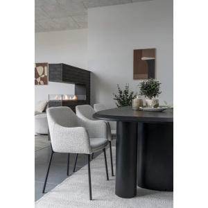 SET 2 SCAUNE DINING MELILLA, DIN METAL SI TEXTIL BOUCLE, CULOARE ALB/NEGRU, HOUSE NORDIC - Img 7