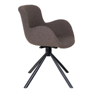 SET 2 SCAUNE DINING ROTATIV AMORIM, DIN METAL, FURNIR SI TEXTIL BOUCLE, CULOARE MARO GRI, HOUSE NORDIC - Img 3