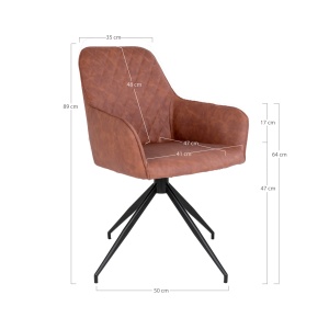 SET 2 SCAUNE DINING ROTATIV HARBO, DIN METAL, FURNIR SI PIELE ECO, CULOARE MARO, HOUSE NORDIC - Img 3