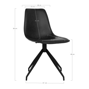 SET 2 SCAUNE DINING ROTATIVE MONACO, DIN METAL SI PIELE ECO, CULOARE NEGRU/NEGRU, HOUSE NORDIC - Img 6