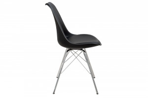 SET, 2 SCAUNE NEGRU/CROM, SCANDINAVIA RETRO, DESIGN SCANDINAV - Img 4