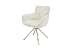 SET 2 SCAUNE ROTATIV, PAPILLON, REALIZAT DIN MATERIAL TEXTIL CHENILLE SI METAL, CULOARE BEJ, INVICTA INTERIOR