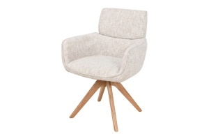 SET 2 SCAUNE ROTATIV UNIQUE, REALIZAT DIN MATERIAL TEXTIL CHENILLE SI LEMN, CULOARE BEJ, INVICTA INTERIOR