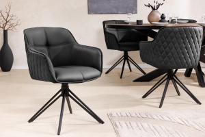 SET 2 SCAUNE ROTATIVE 180 GRADE, EUPHORIA, DIN PIELE NEAGRA SI METAL, ARTIM GROUP SELECTION - Img 7