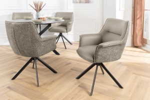 SET 2 SCAUNE ROTATIVE 180 GRADE, LE GRAND, MATERIAL CHENILLE, PIELE ECO SI PICIOARE DIN METAL, ARTIM GROUP SELECTION - Img 9