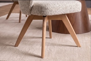 SET 2 SCAUNE ROTATIVE 180 GRADE, WALKURE, REALIZAT DIN LEMN DE STEJAR SI TEXTIL, CULOARE BEJ/NATUR - Img 7