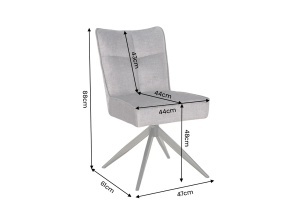 SET 2 SCAUNE ROTATIVE 360 GRADE, LUGANO, REALIZAT DIN METAL SI TEXTIL CATIFEA VELUR, CULOARE GRI/NEGRU - Img 7