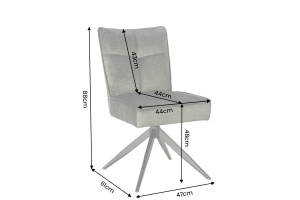 SET 2 SCAUNE ROTATIVE 360 GRADE, LUGANO, REALIZAT DIN METAL SI TEXTIL CATIFEA VELUR, CULOARE VERDE/NEGRU - Img 6
