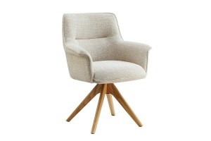 SET 2 SCAUNE ROTATIVE, LE GRAND, REALIZAT DIN MATERIAL CHENILLE BEJ SI PICIOARE DIN LEMN, ARTIM GROUP SELECTION - Img 2