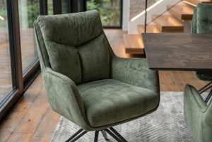SET 2 SCAUNE ROTATIVE, PROMETHEUS, 180 grade, REALIZAT DIN METAL SI TEXTIL VELUR CATIFELAT, CULOARE VERDE, ARTIM GROUP SELECTION - Img 2