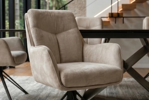 SET 2 SCAUNE ROTATIVE, PROMETHEUS, 180 grade, REALIZAT DIN METAL SI TEXTIL VELUR CATIFELAT, CULOARE BEJ, ARTIM GROUP SELECTION - Img 2