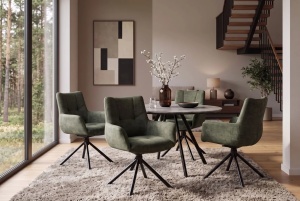 SET 2 SCAUNE ROTATIVE SIGNATURE, REALIZAT DIN METAL SI CATIFEA , CULOARE VERDE, INVICTA INTERIOR - Img 9