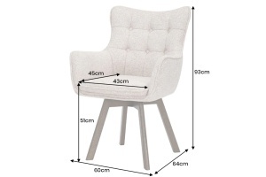 SET 2 SCAUNE ROTATIVE THOR 360GRADE, CADRUL DIN LEMN MASIV DE STEJAR SI MATERIAL TEXTIL , BEJ DESCHIS, STIL MODERN - Img 8
