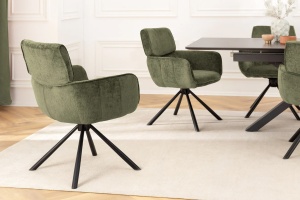 SET 2 SCAUNE ROTATIVE, UNIQUE, 180 GRADE, DIN MATERIAL CHENILLE VERDE SI PICIOARE METAL, ARTIM GROUP SELECTION - Img 9