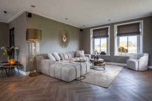 SET 3 MASUTE DE CAFEA LUTON 211220, CONFECTIONATE DIN MDF SI METAL, CULOAREA AURIU/NEGRU, STIL MODERN - Img 7