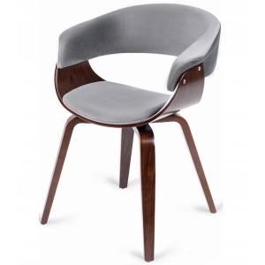 SET 4 SCAUNE, ARTIM MEBLE, REALIZAT DIN MATERIAL CATIFEA GRI SI FURNIR/METAL, STIL MODERN
