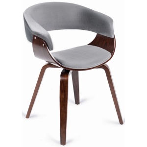 SET 4 SCAUNE, ARTIM MEBLE, REALIZAT DIN MATERIAL CATIFEA GRI SI FURNIR/METAL, STIL MODERN - Img 11