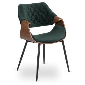 SET 4 SCAUNE, ARTIM MEBLE, REALIZAT DIN MATERIAL CATIFEA VERDE SI FURNIR/METAL, STIL MODERN - Img 6