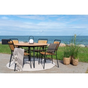 SET 4 SCAUNE DE TERASA CLEVELAND, REALIZAT DIN METAL SI LEMN, CULOARE NATUR/NEGRU, HOUSE NORDIC - Img 8