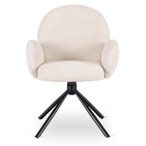 SET 4 SCAUNE ROTATIVE, ARTIM MEBLE, REALIZAT DIN MATERIAL BOUCLE BEJ SI METAL, STIL MODERN - Img 5