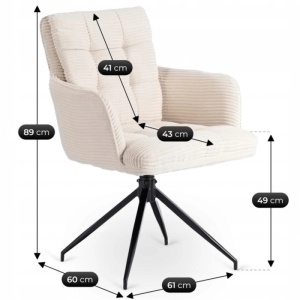 SET 4 SCAUNE ROTATIVE, ARTIM MEBLE, REALIZAT DIN MATERIAL CATIFEA RAIAT CREM SI METAL, STIL MODERN - Img 10