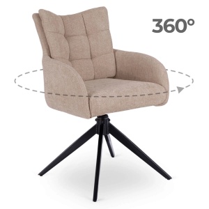SET 4 SCAUNE ROTATIVE, ARTIM MEBLE, REALIZAT DIN MATERIAL TEXTIL BEJ SI CADRUL DIN METAL, STIL MODERN - Img 9
